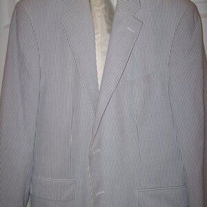Nautica Seersucker Blazer 44 Regular Gray & White Striped